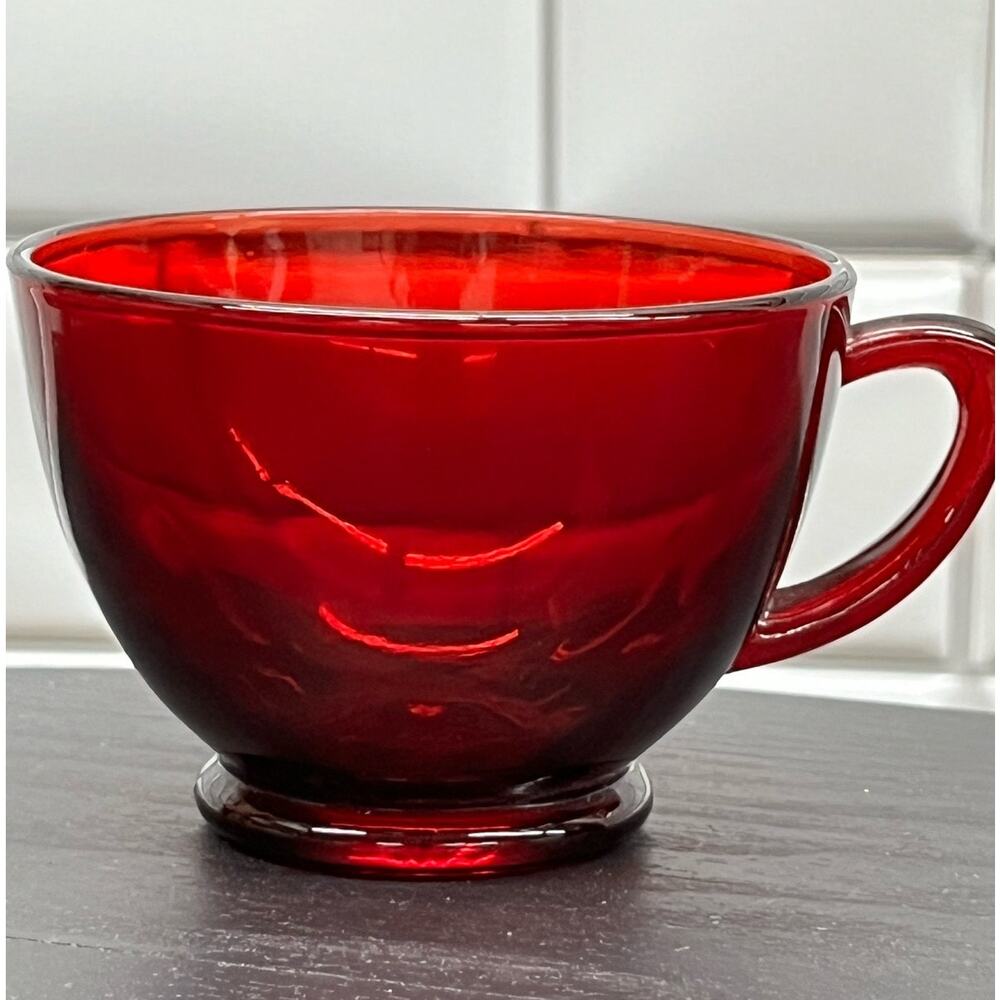 Vintage Anchor Hocking Royal Ruby Red Depression Glass Punch Cups Set of 5